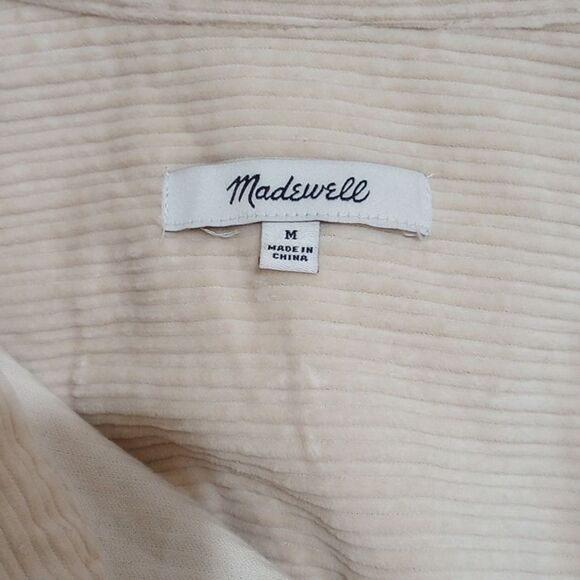 Madewell Corduroy Long sleeve Mini Shirt dress - M - Harvest Moon / Cream - Picture 10 of 13